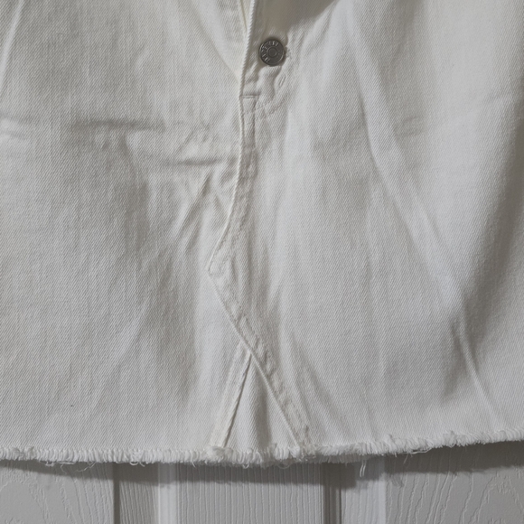Madewell Rigid Denim A-Line High Waist Mini Skirt in Tile White, Button Fly, EUC - Picture 7 of 13